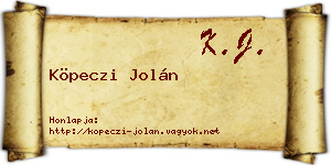 Köpeczi Jolán névjegykártya