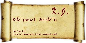 Köpeczi Jolán névjegykártya