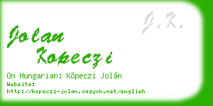 jolan kopeczi business card